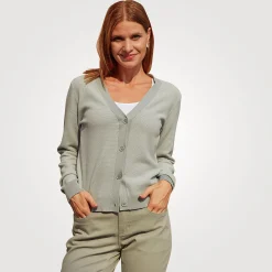 2 farbiger Cardigan mit Struktur und Knöpfen