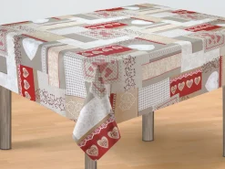 Acryl-Tischdecke mit Herzen und Rank-Ornamenten