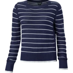 Ajourpullover mit feinem Streifenmuster für Damen