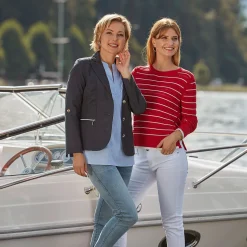Ajourpullover mit feinem Streifenmuster für Damen