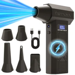 Akku-Handventilator 2in1, Luftgebläse mit Düsenset