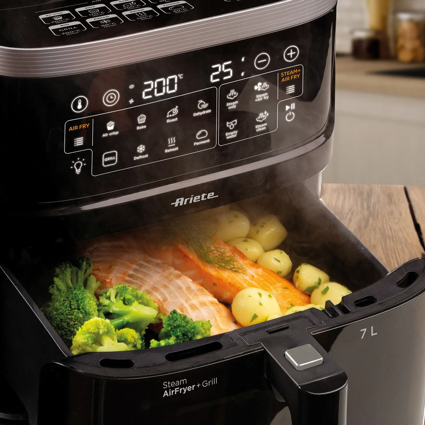Ariete Heissluft-Fritteuse 4in1 mit Steamerfunktion, 7 Liter