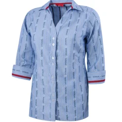 3/4-Arm Damen Edelweissbluse mit Kragen