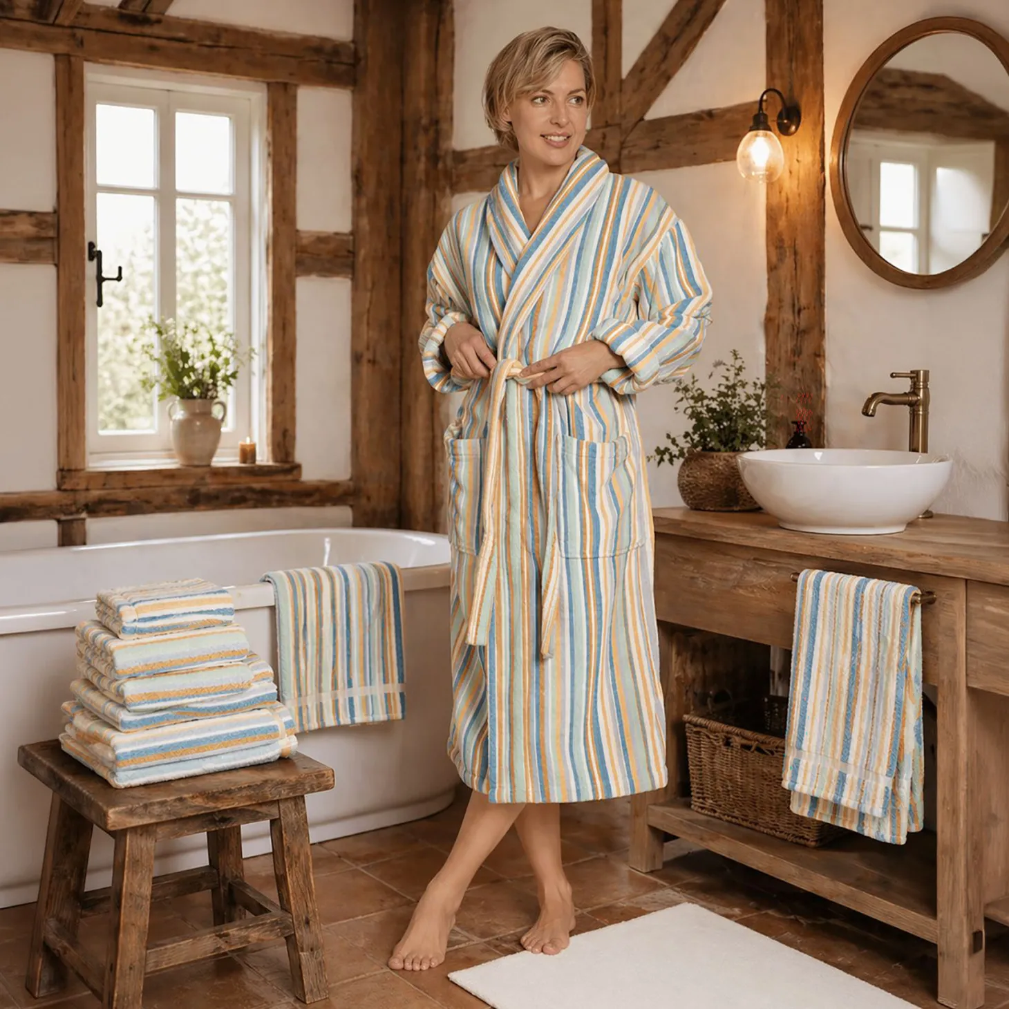 Bademantel in schönem Streifenmuster