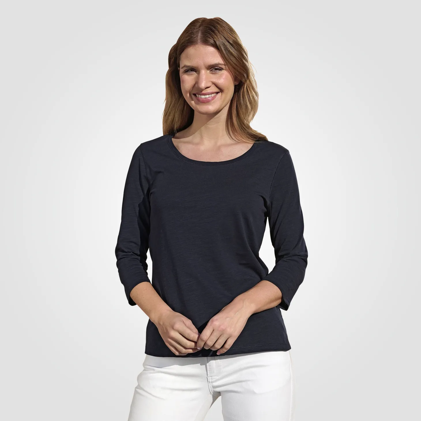 Basic 3/4 Arm Shirt Flammgarn-Optik