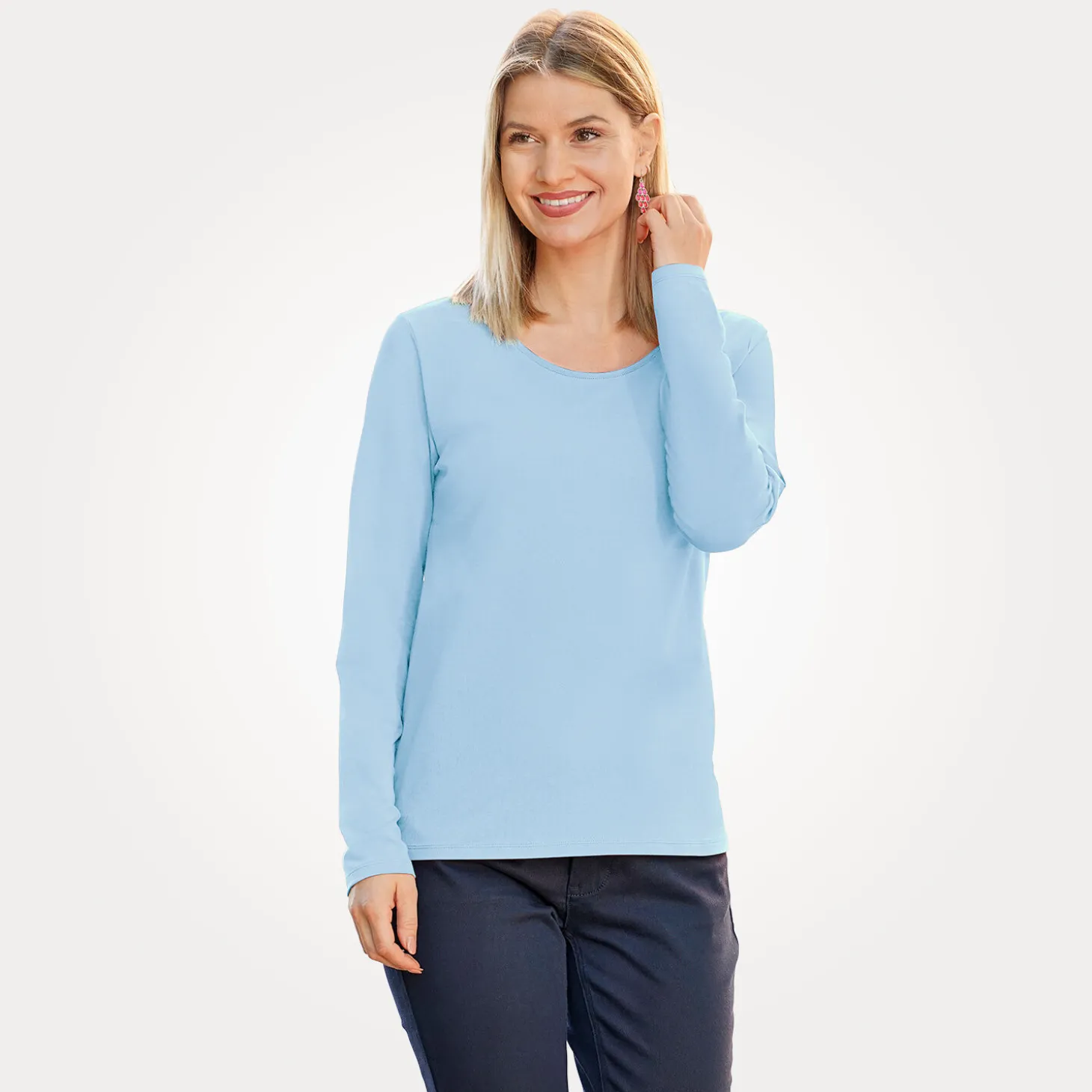 Basic Langarm-Shirt uni