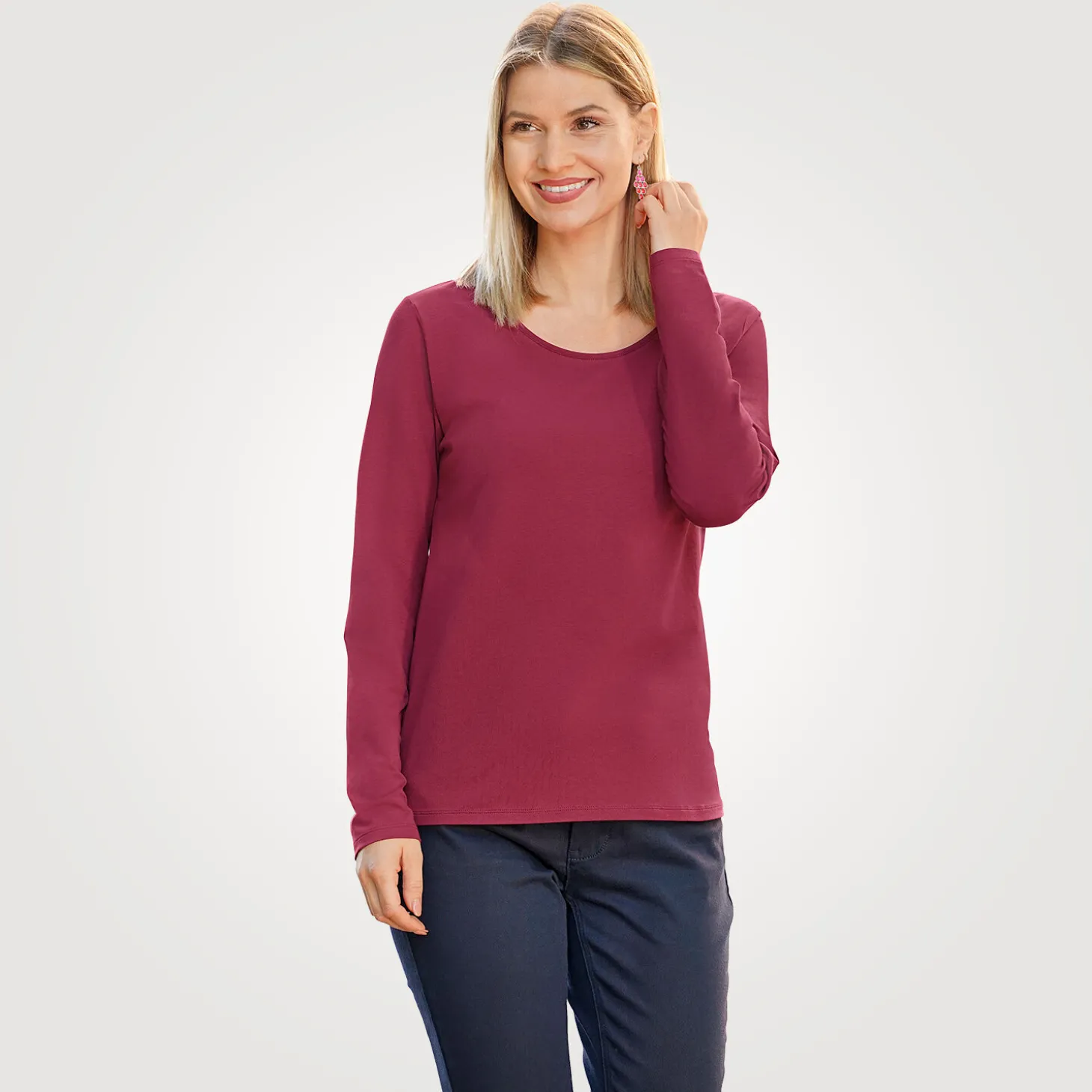 Basic Langarm-Shirt uni