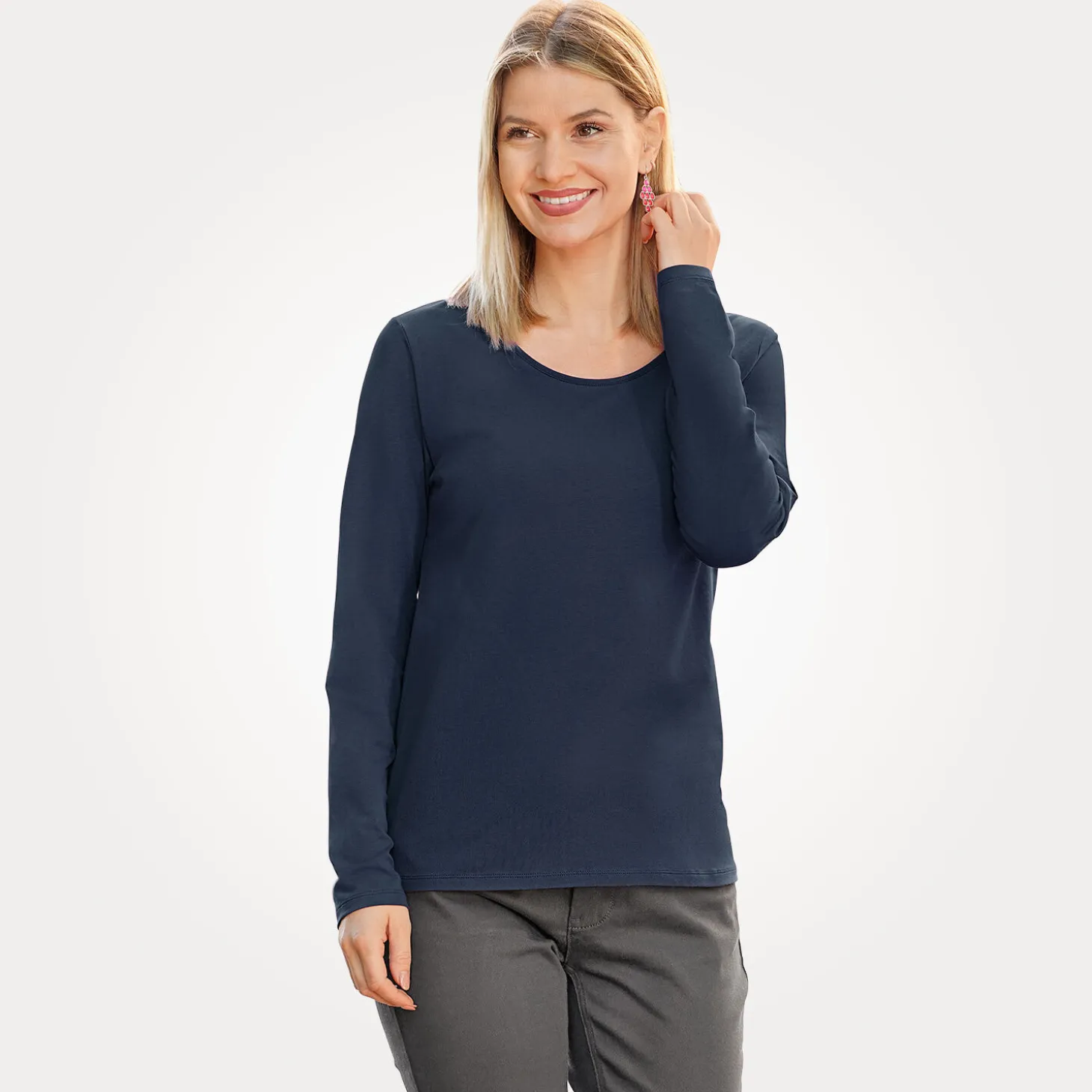 Basic Langarm-Shirt uni