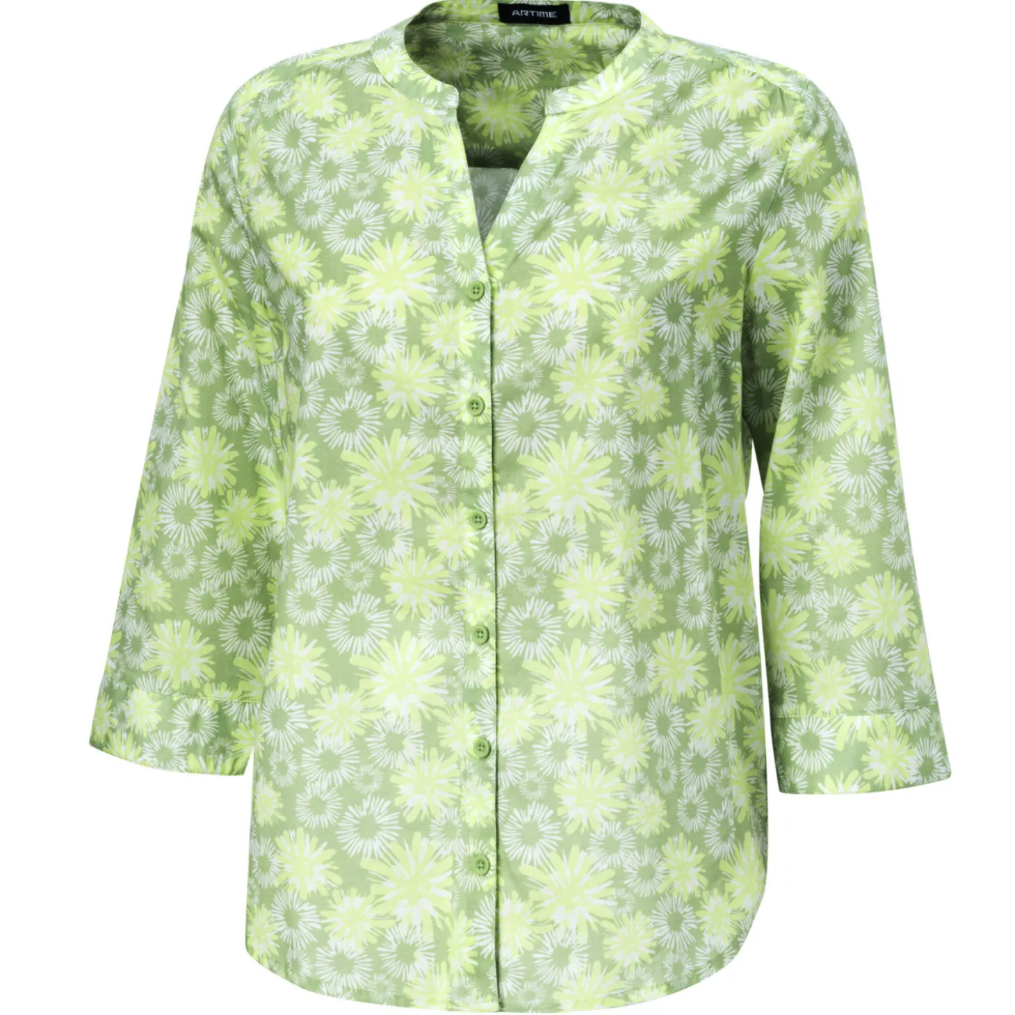 Baumwollbluse mit 3/4 Ärmeln und Allover-Print