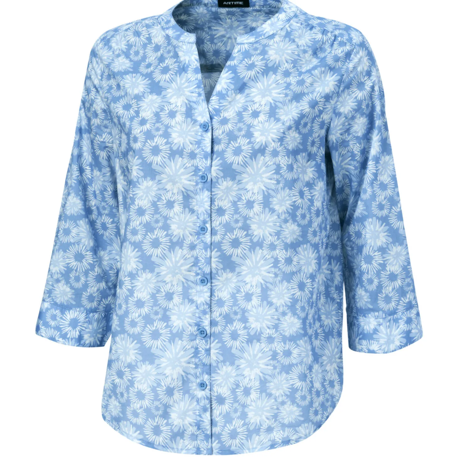 Baumwollbluse mit 3/4 Ärmeln und Allover-Print