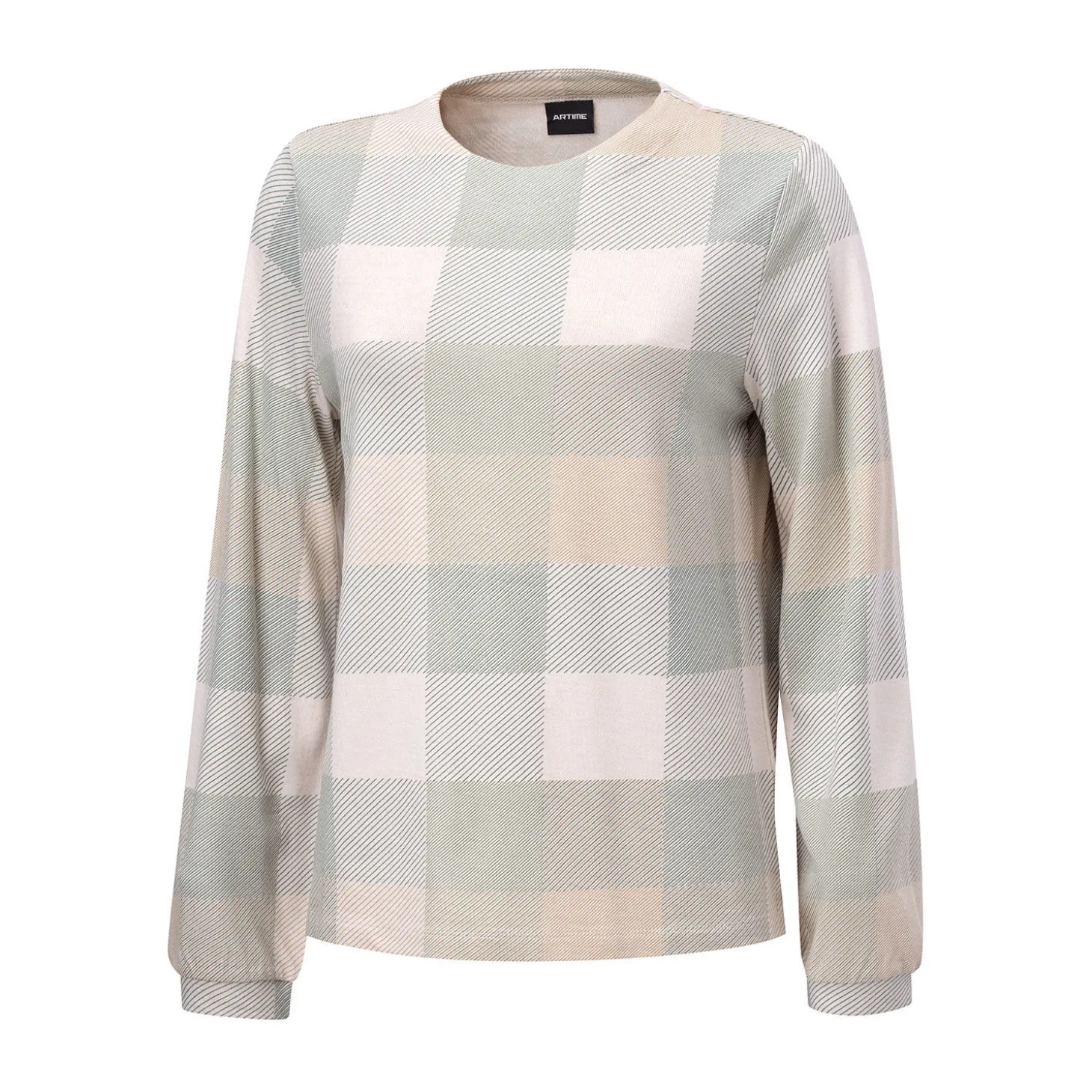 Bedrucktes Langarmshirt mit Karomuster