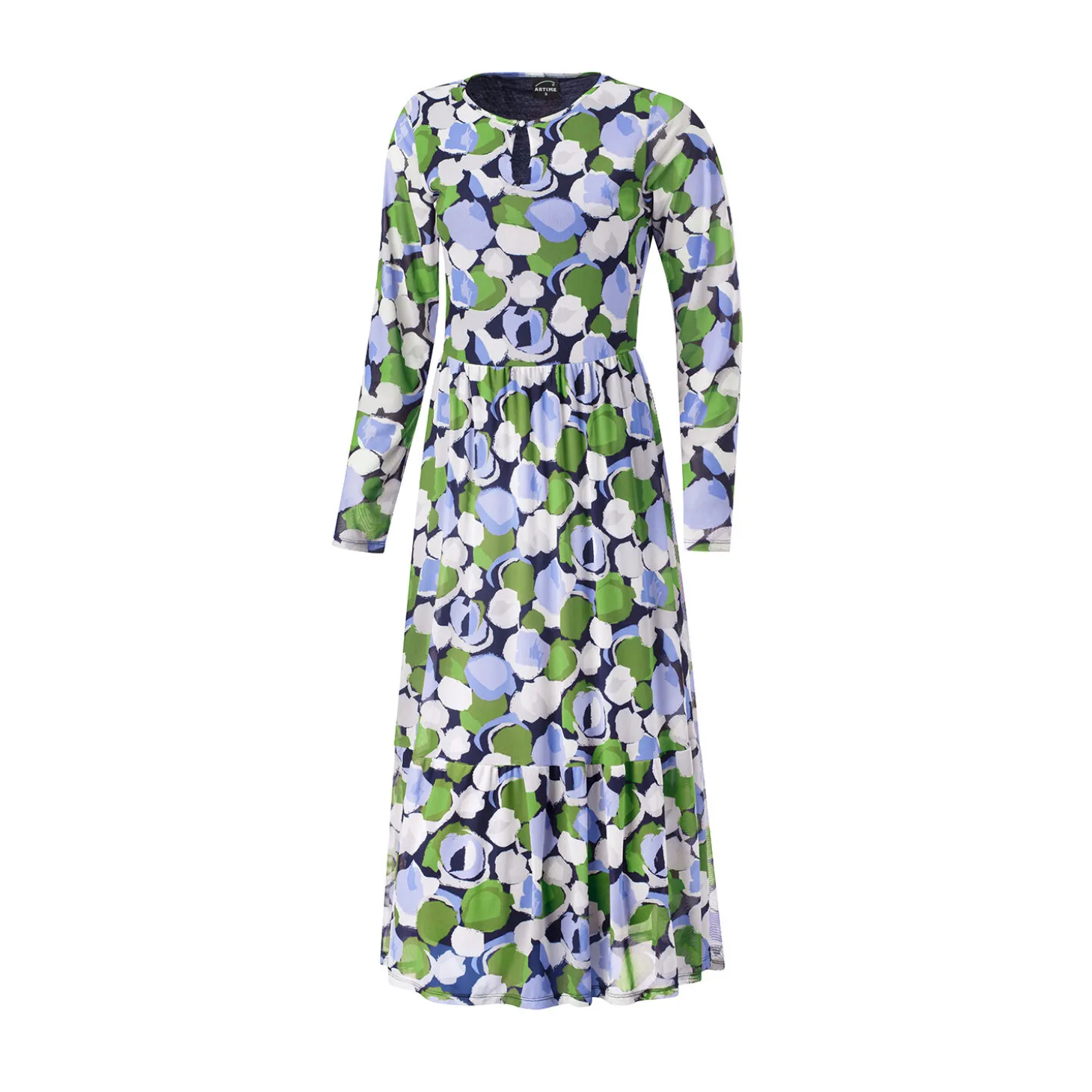 Bedrucktes Midi Kleid mit Rundhalsausschnitt