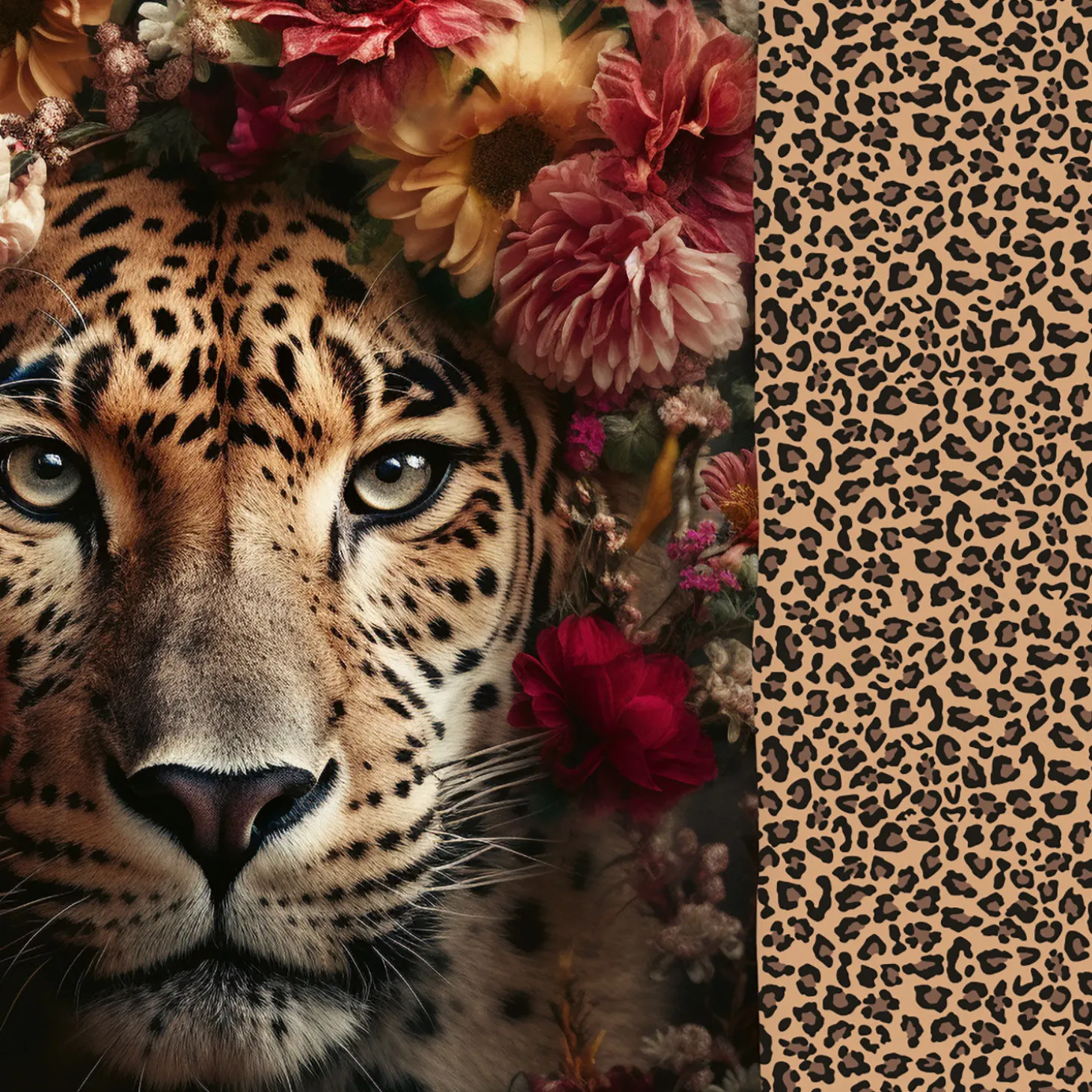 Bettwäsche Leopard Style mit Blumen