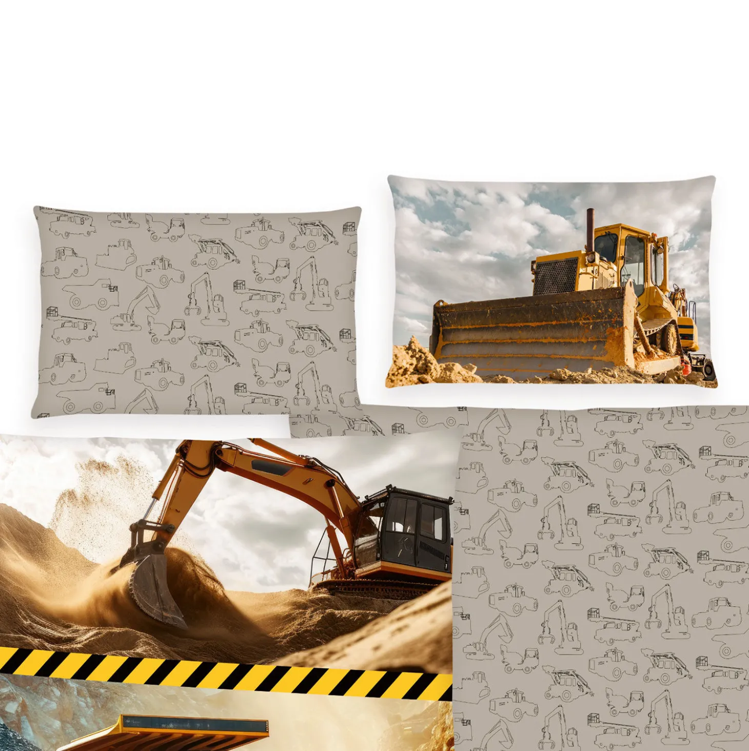 Bettwäsche mit Baustellenmotiven