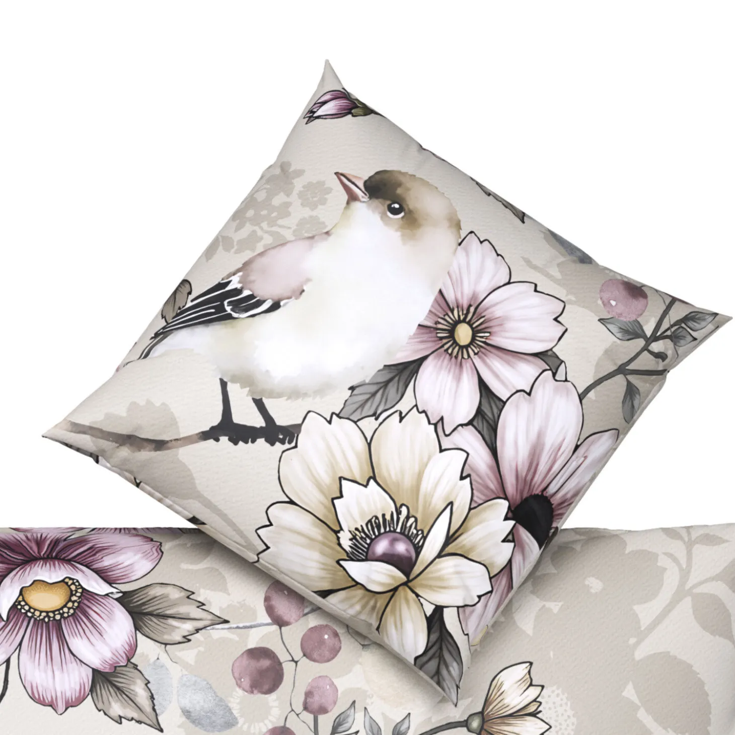 Bettwäsche mit Blumen- und Vogelmotiv