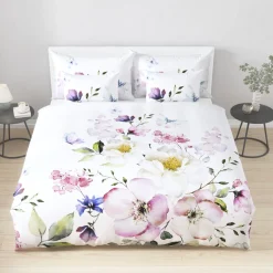 Bettwäsche mit Blumen- und Schmetterlingsmotiv