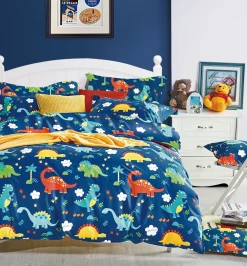 Bettwäsche mit bunten, niedlichen Dinos