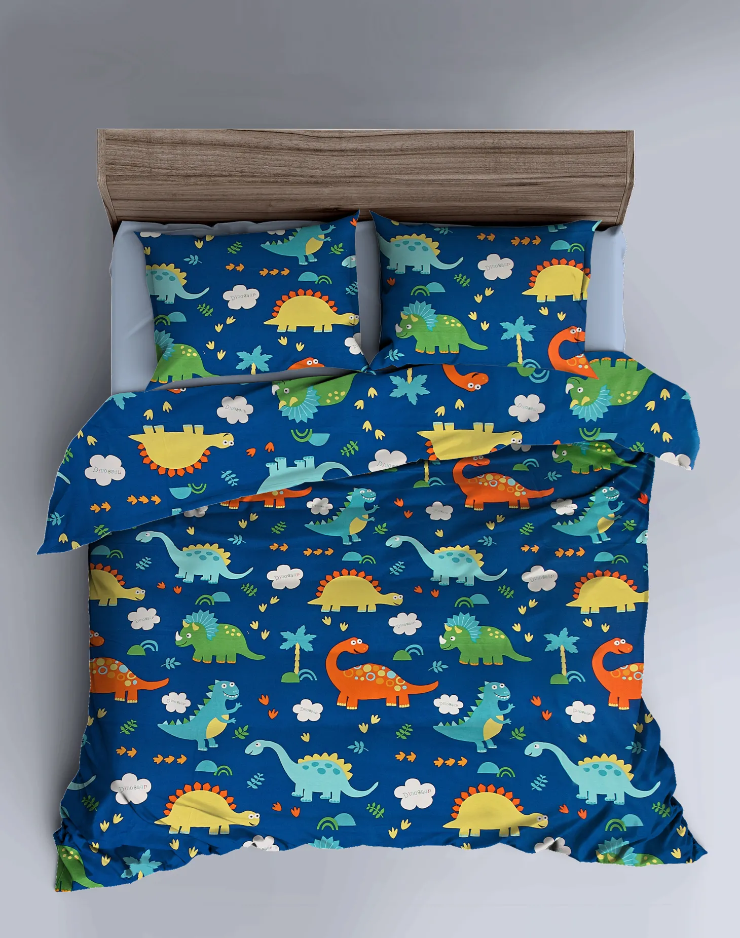 Bettwäsche mit bunten, niedlichen Dinos