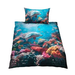 Bettwäsche mit Delfin im Korallenriff