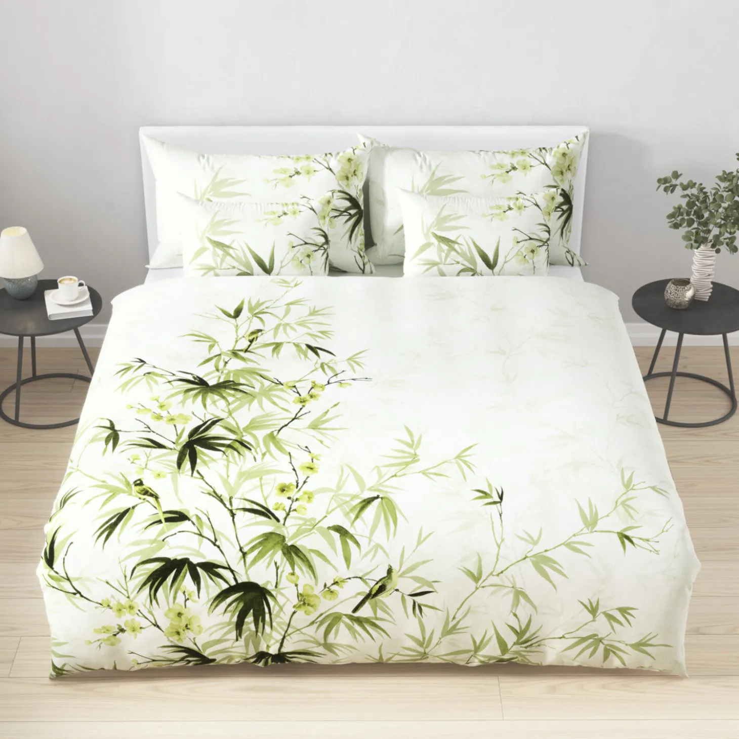 Bettwäsche mit floralen Blättermotiven