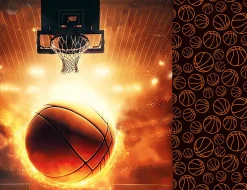 Bettwäsche mit glühendem Basketball