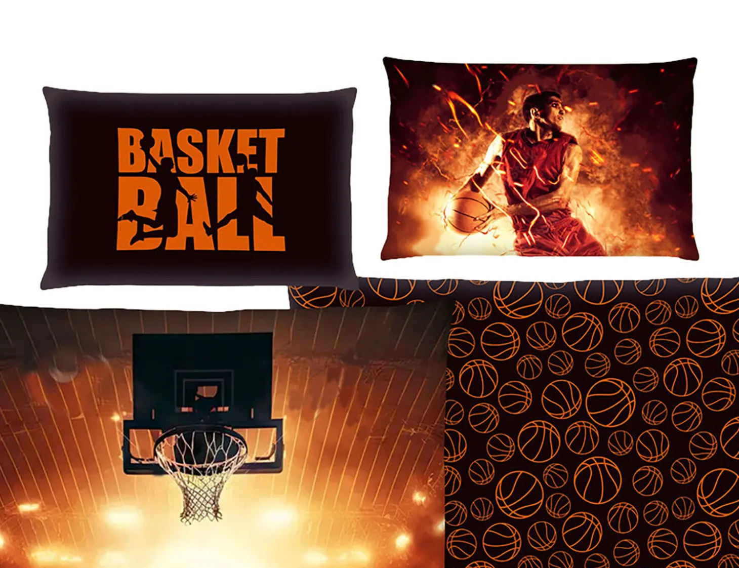 Bettwäsche mit glühendem Basketball