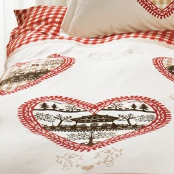 Bettwäsche mit Herzen rot-weiss kariert