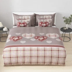 Bettwäsche mit Herzen und Karomuster im Landhausstil