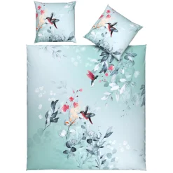 Bettwäsche mit Kolibri- und Blumenmotiv