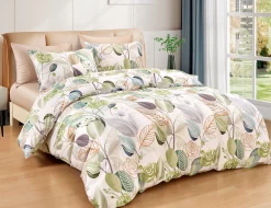 Bettwäsche mit kunstvollem Blumen- Blätterprint