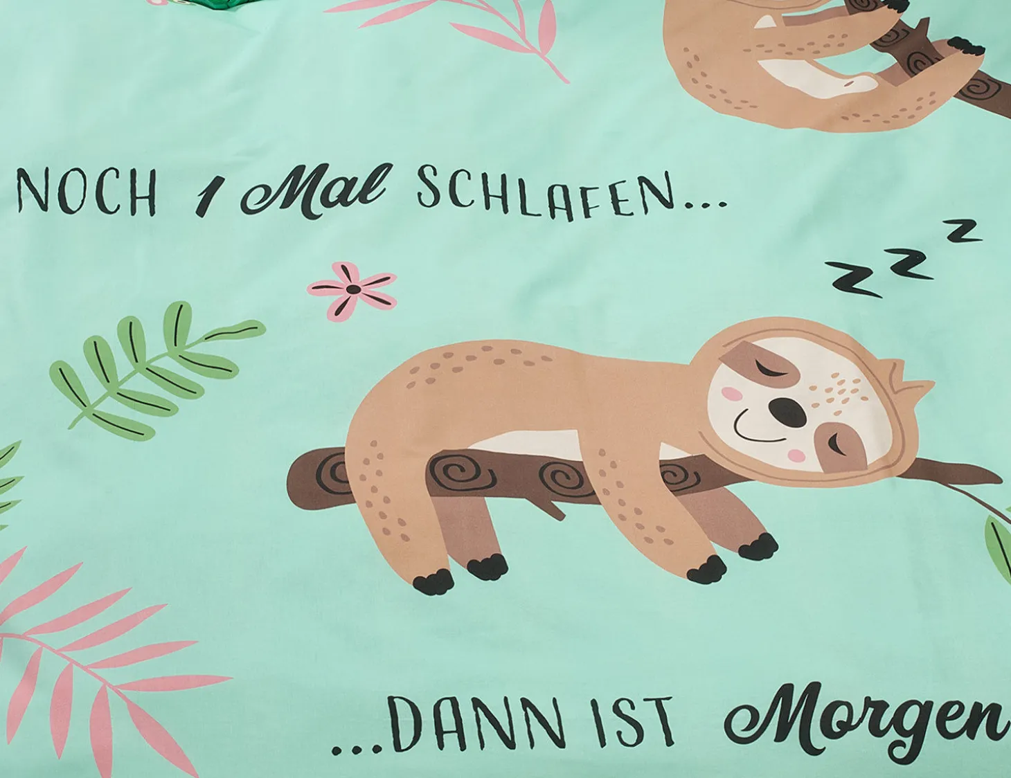 Bettwäsche mit lächelndem Faultier auf einem Ast