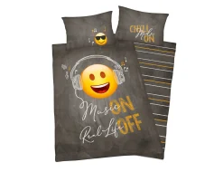 Bettwäsche mit musikhörendem Smiley