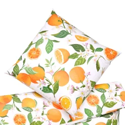 Bettwäsche mit Orangen und Blütenmotiv