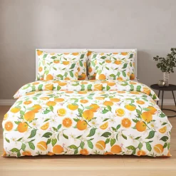 Bettwäsche mit Orangen und Blütenmotiv