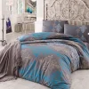Bettwäsche mit Ornamenten braun-blau