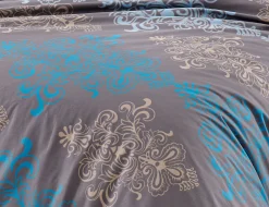 Bettwäsche mit Ornamenten braun-blau