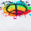 Bettwäsche mit Peace-Zeichen auf buntem Untergrund