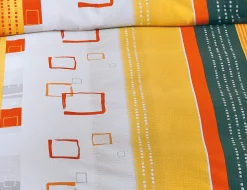 Bettwäsche mit Quadratmusterung und Streifen in Orange- und Grautönen