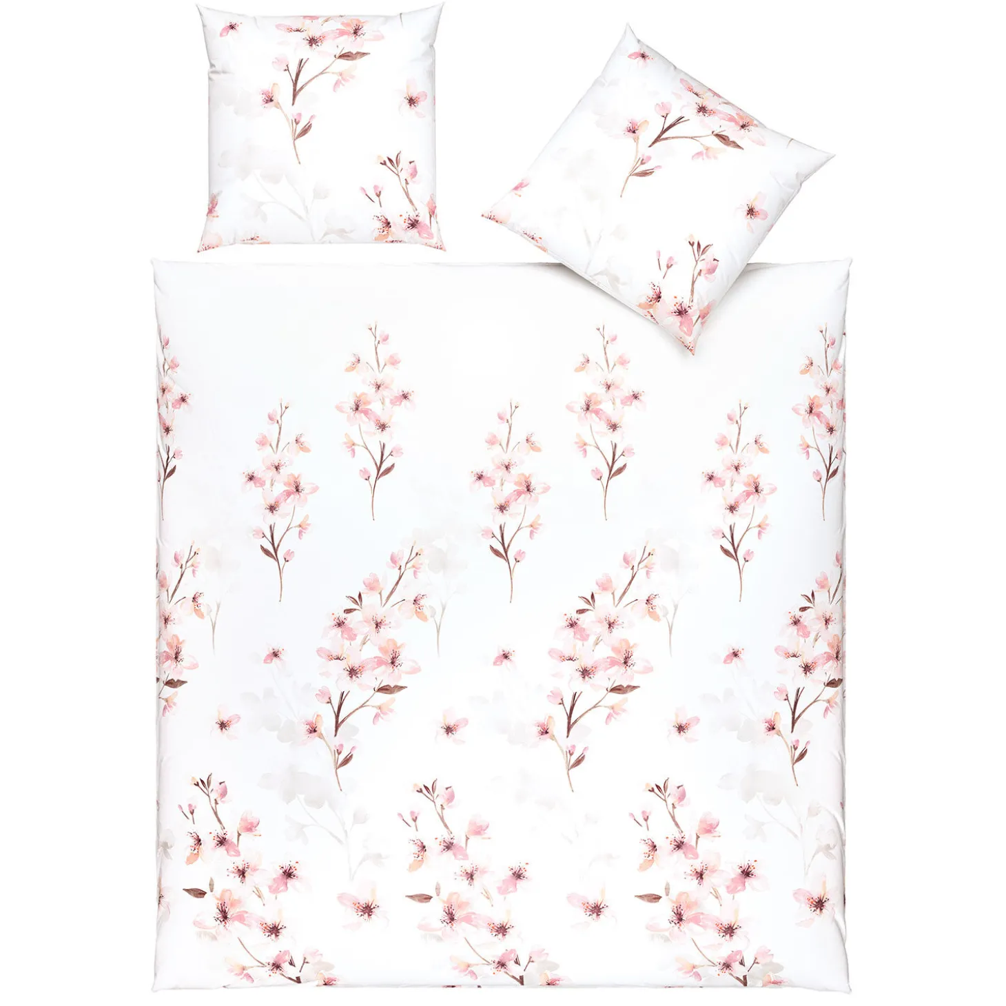 Bettwäsche mit zarten Kirschblüten in Rosa