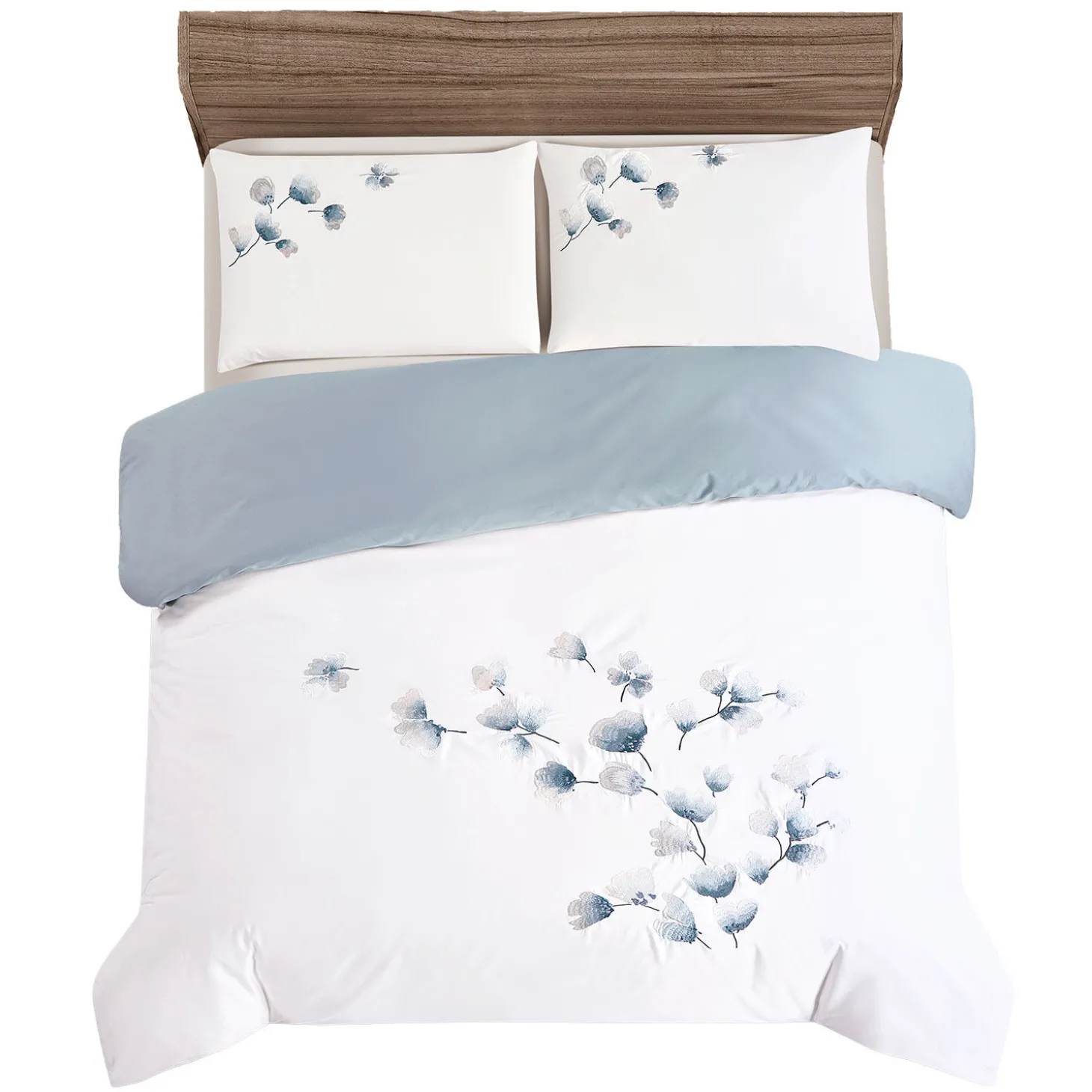 Bettwäsche mit zarter Blumenstickerei