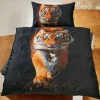 Bettwäsche schwarz mit grossem Tiger