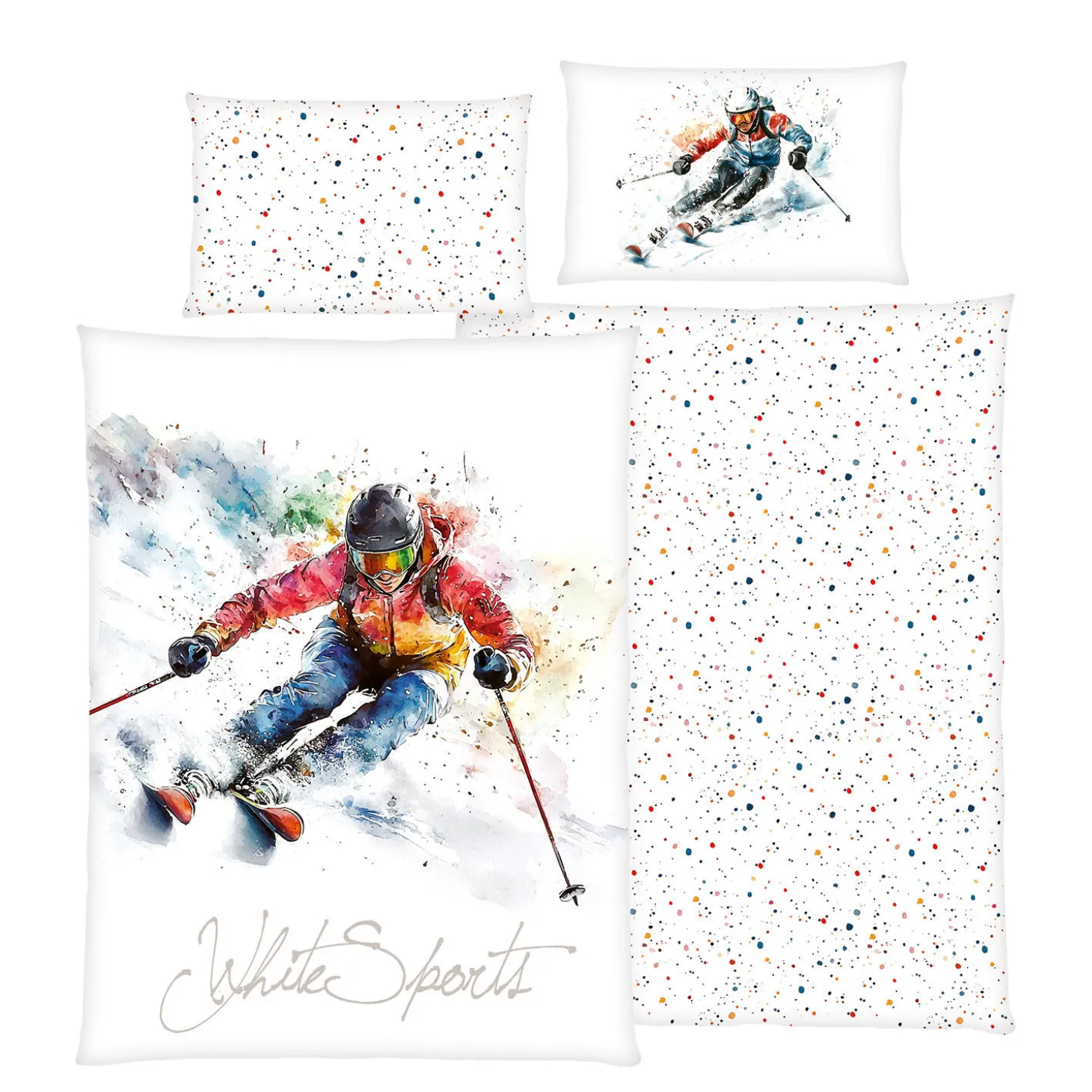 Bettwäsche Ski Action Design White Sports