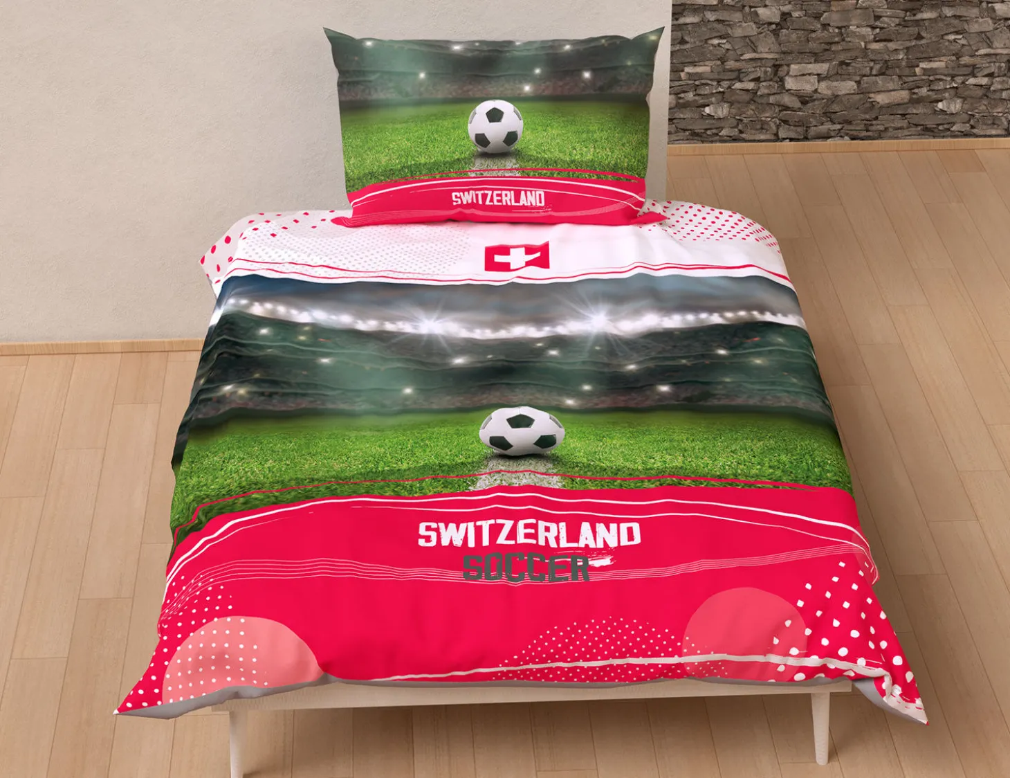Bettwäsche "Switzerland Soccer" mit Fussball