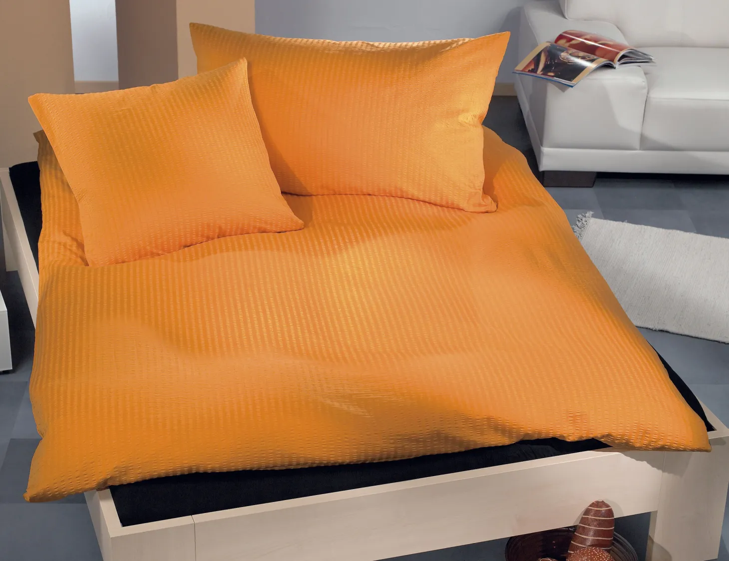 Bettwäsche Uni Satin-Seersucker