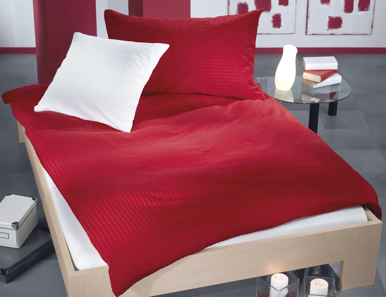 Bettwäsche Uni Satin-Seersucker