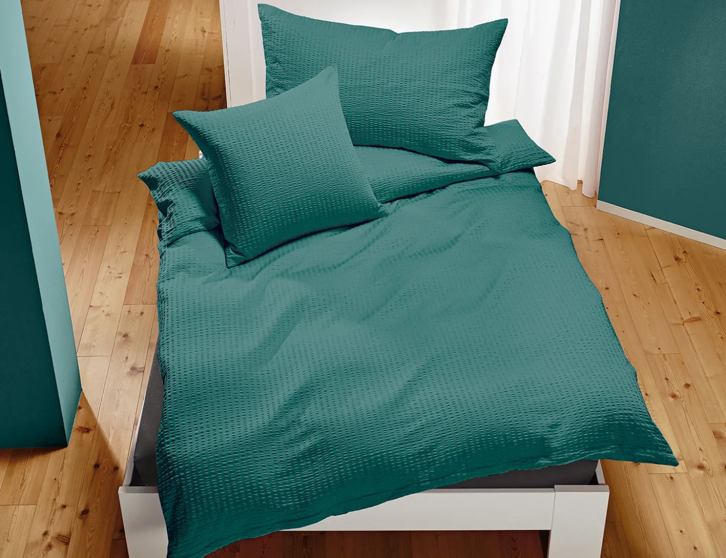 Bettwäsche Uni Satin-Seersucker