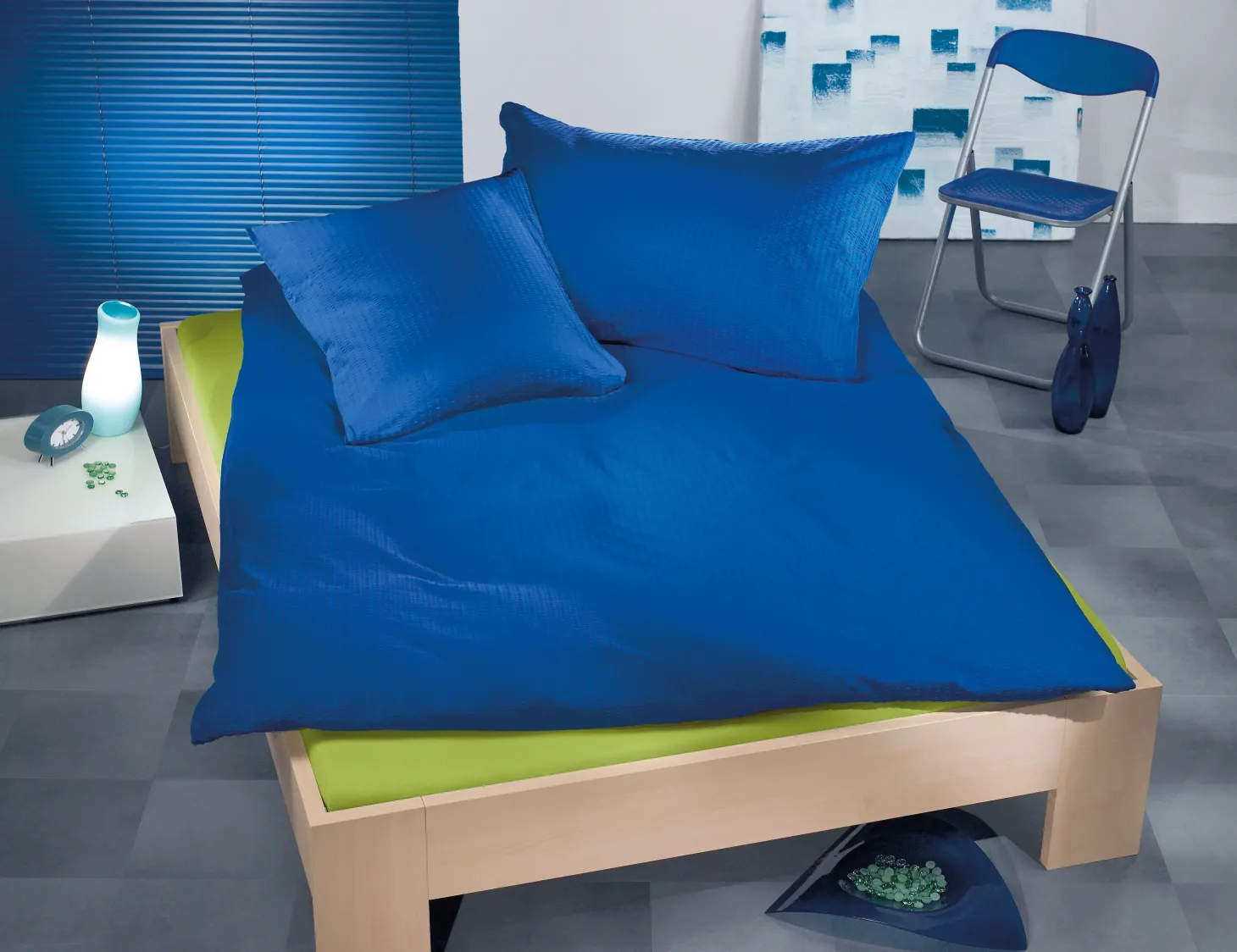 Bettwäsche Uni Satin-Seersucker