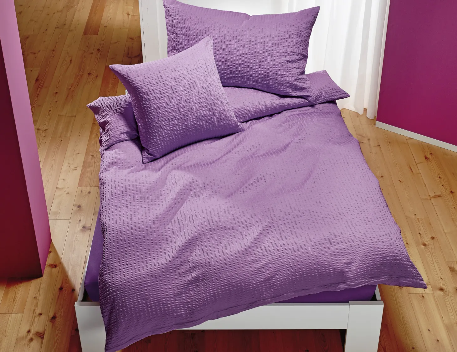 Bettwäsche Uni Satin-Seersucker