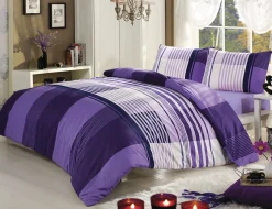Bettwäsche violett-weisses Karomuster