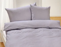 Bio-Satin-Bettwäsche uni gestreift